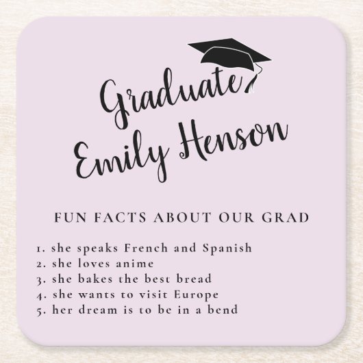 おもしろい卒業シンプル会の事実 スクエアペーパーコースター (正面)