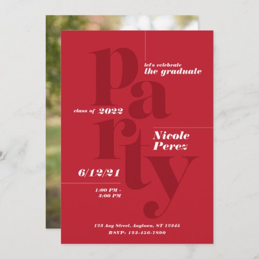 おもしろい卒業パーティクラス2022招待状 案内状 (正面/裏面)