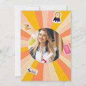 おもしろい卒業パーティー招待状 セーブザデート (裏面)