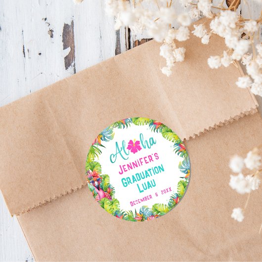 おもしろい卒業式アロハ熱帯 ラウンドシール