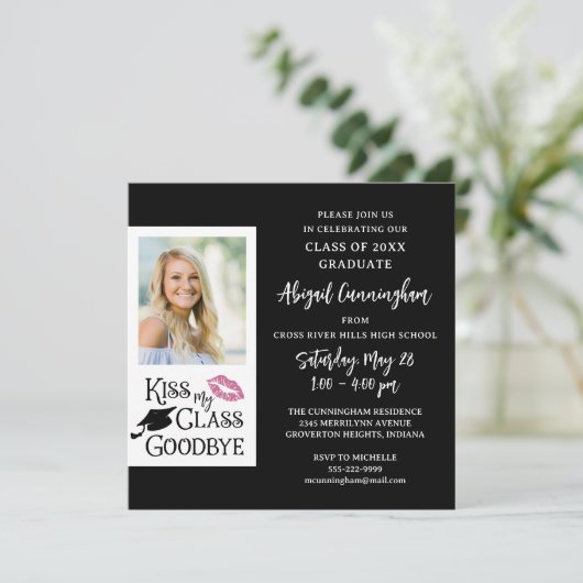 おもしろい卒業式 キス・マイ・クラス・グッバイ フォト 招待状 (スタンド正面)