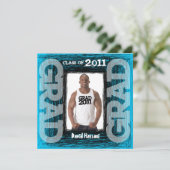 おもしろい卒業招待状ブルースクラッチスクエア 招待状 (スタンド正面)