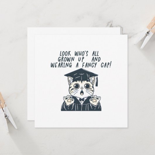 おもしろい卒業猫 カード (正面/裏面インサイチュ)
