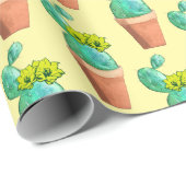 おもしろい南西部の黄色い開花鉢状サボテン ラッピングペーパー (ロールコーナー)