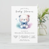 おもしろい印刷可能なクマ赤ちゃんシャワー 招待状 (スタンド正面)