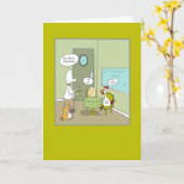 おもしろい卵と鶏が初めてのハッピーバースデー カード (黄色い花)