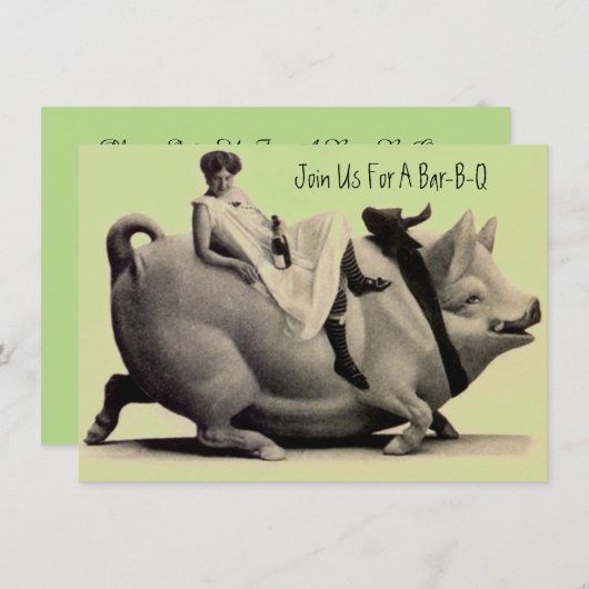 おもしろい及びお祝いの旧式なバーベキューのバーb qの招待状 招待状 (正面/裏面)
