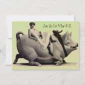 おもしろい及びお祝いの旧式なバーベキューのバーb qの招待状 招待状 (正面)