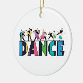 おもしろい及びカラフルでストライプのなダンサーのダンス セラミックオーナメント (左)