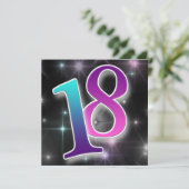 おもしろい及びカラフルな第18誕生日のパーティの招待状 招待状 (スタンド正面)