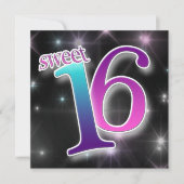 おもしろい及びカラフルな菓子の第16誕生会 招待状 (正面)