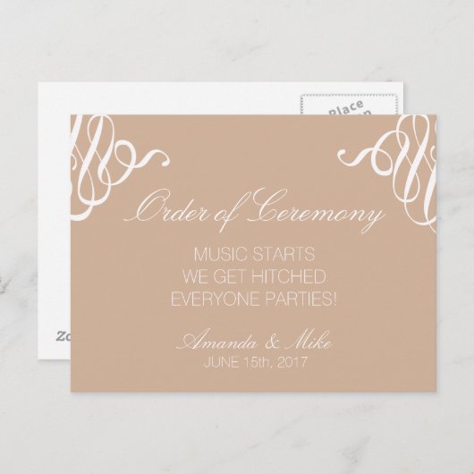 おもしろい及びシンプル結婚式 プログラム (正面/裏面)