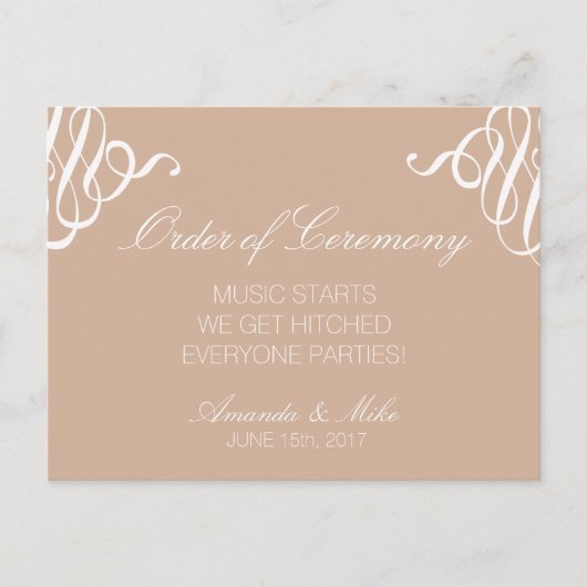 おもしろい及びシンプル結婚式 プログラム (正面)