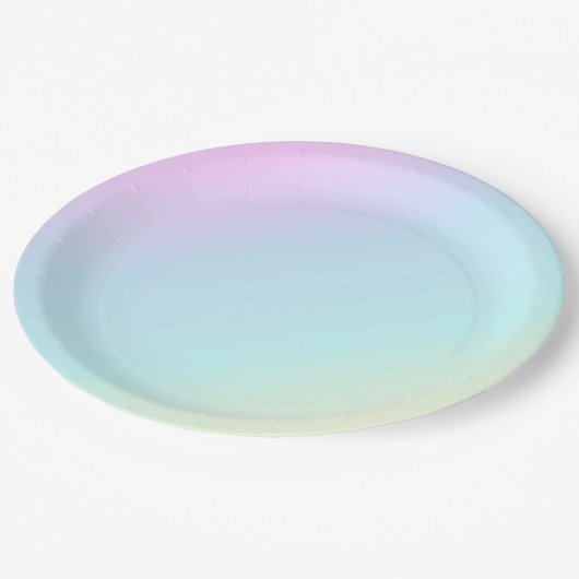 おもしろい及びモダンなパステル調ピンク、青、緑、黄色いパーティー ペーパープレート (アングル)