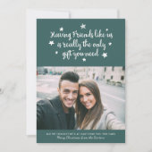 おもしろい友よモダンりクリスマスフォトグリーン シーズンカード (正面)