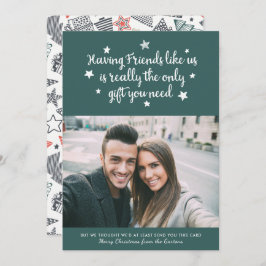 おもしろい友よモダンりクリスマスフォトグリーン シーズンカード