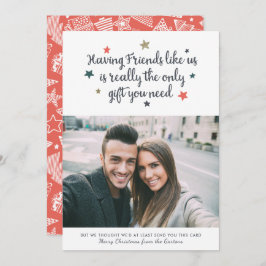 おもしろい友モダン達Christmas Photo White シーズンカード