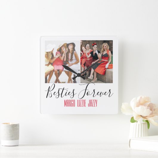 おもしろい友情カスタマイズ写真 スクエア壁時計 (ホーム)