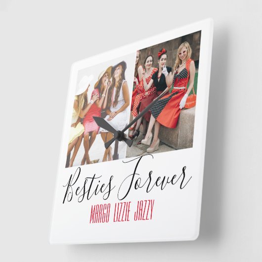 おもしろい友情カスタマイズ写真 スクエア壁時計 (傾斜)