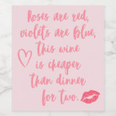 おもしろい友最高の達galentineバラ引用文ピンクキス ワインラベル (シングルラベル)