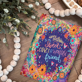 おもしろい友熱狂する人誕生日トレンディーフローラ カード