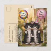 おもしろい双子座の誕生日猫ちゃん ポストカード (正面/裏面)