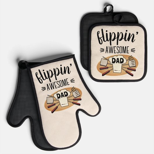 おもしろい反転素晴らしパパBBQ 鍋つかみ&鍋敷きセット