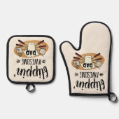 おもしろい反転素晴らしパパBBQ 鍋つかみ&鍋敷きセット (正面)