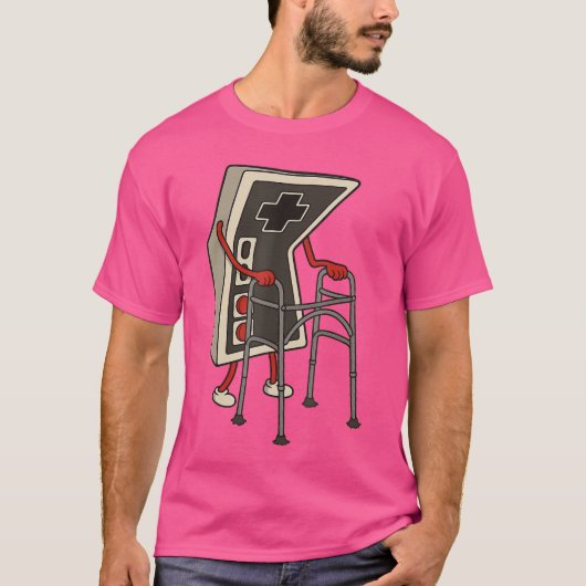 おもしろい古いゲーマー ゲーム レトロ 80年代 90年代 ビデオゲーム おじさん Tシャツ (正面)