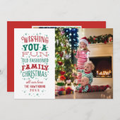 おもしろい古ファッションド家族のクリスマスフォトカード シーズンカード (正面/裏面)