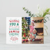 おもしろい古ファッションド家族のクリスマスフォトカード シーズンカード (スタンド正面)