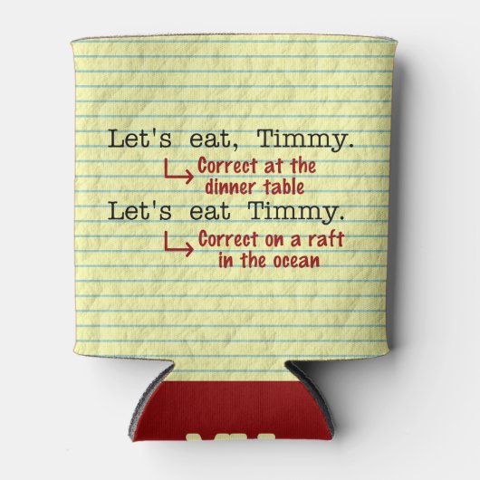 おもしろい句読点文法モノグラムの 缶クーラー (正面)