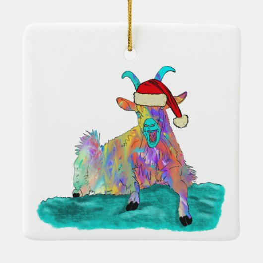 おもしろい叫び声を上げるクリスマスのヤカラフルギ セラミックオーナメント (裏面)