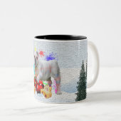 おもしろい可愛いイギリスのブルドッグYappyクリスマス ツートーンマグカップ (正面右)