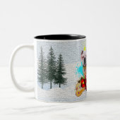 おもしろい可愛いイギリスのブルドッグYappyクリスマス ツートーンマグカップ (左)