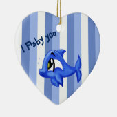 おもしろい可愛いイルカ漫画イラストレーション セラミックオーナメント (右)