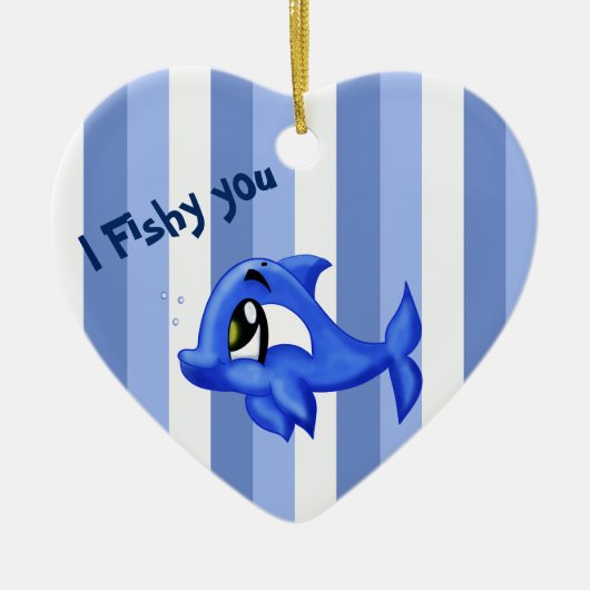 おもしろい可愛いイルカ漫画イラストレーション セラミックオーナメント (正面)