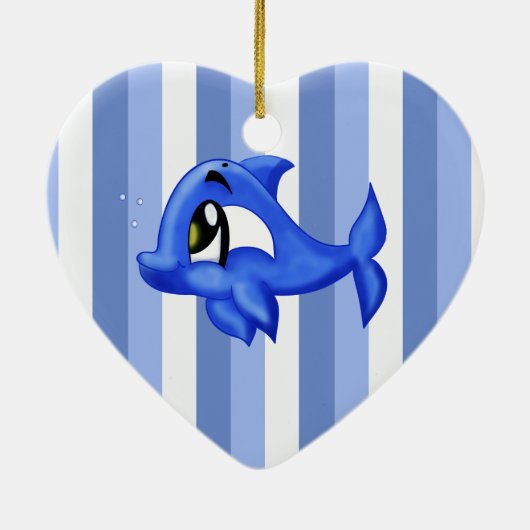 おもしろい可愛いイルカ漫画イラストレーション セラミックオーナメント (裏面)