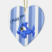 おもしろい可愛いイルカ漫画イラストレーション セラミックオーナメント (左)