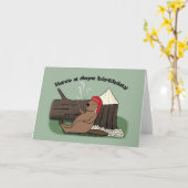 おもしろい可愛いカナダビーバーがドーピング誕生日 カード (黄色い花)