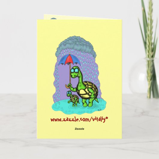 おもしろい可愛いカメ最高ののお母さんグリーティングカードデザイン カード (裏面)