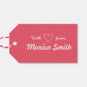 おもしろい可愛いピンクエレガントクパーソナライズされたギフトラベル ギフトタグ (裏面横)