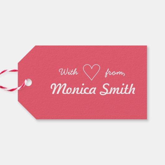 おもしろい可愛いピンクエレガントクパーソナライズされたギフトラベル ギフトタグ (裏面横)