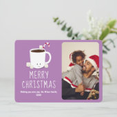 おもしろい可愛いホットチョコレートフォトクリスマス シーズンカード (スタンド正面)