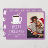 おもしろい可愛いホットチョコレートフォトクリスマス シーズンカード (正面/裏面)