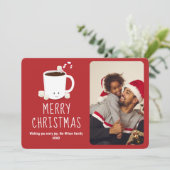 おもしろい可愛いホットチョコレートフォトクリスマス シーズンカード (スタンド正面)
