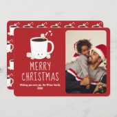 おもしろい可愛いホットチョコレートフォトクリスマス シーズンカード (正面/裏面)