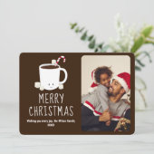 おもしろい可愛いホットチョコレートフォトクリスマス シーズンカード (スタンド正面)