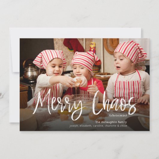 おもしろい可愛いメリーカオスファミリー写真 |ホリデーカード 招待状 (正面)