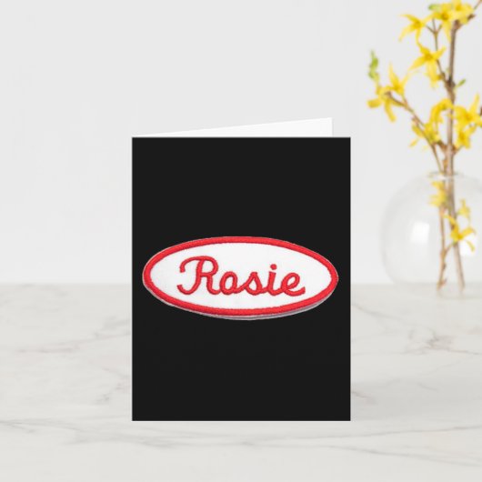 おもしろい可愛いロージー・ザ・リベッター・フェミニストの衣装 カード (黄色い花)